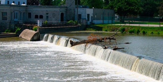 The River Raisin AOC starts downstream from the low head dam at Winchester Bridge in Monroe, Mich.