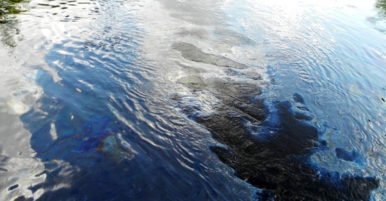 Oil on the Kalamazoo River. Although most of such oil on the surface has been cleaned, it is still embedded in riverbank soil, floodplains, and riparian vegetation.