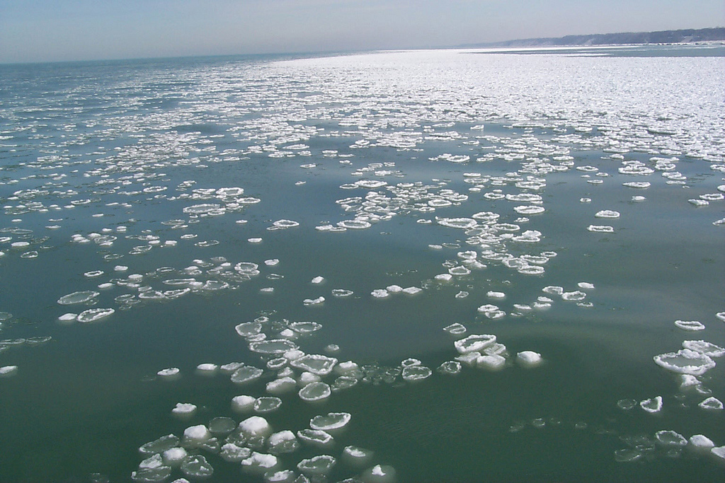 pancake ice on lake michigan