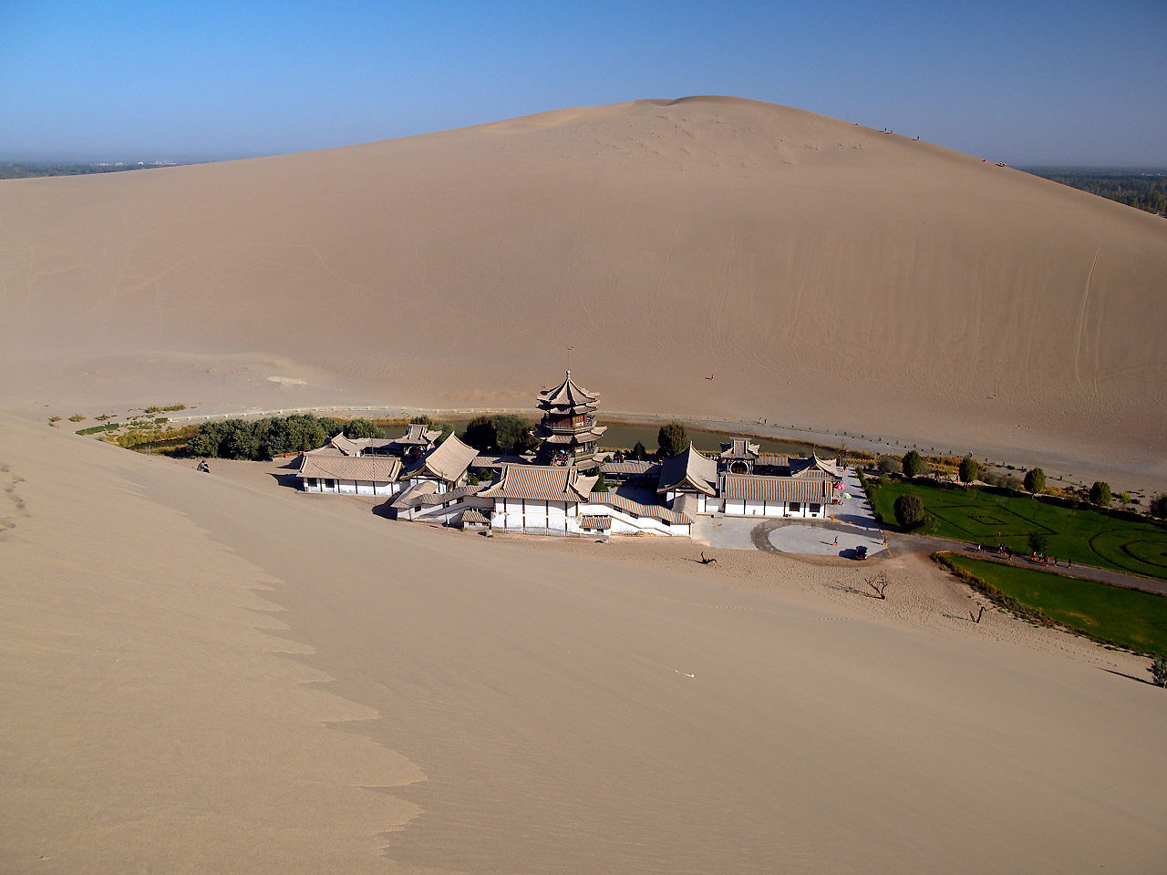 Crescent Lake gansu china pagoda