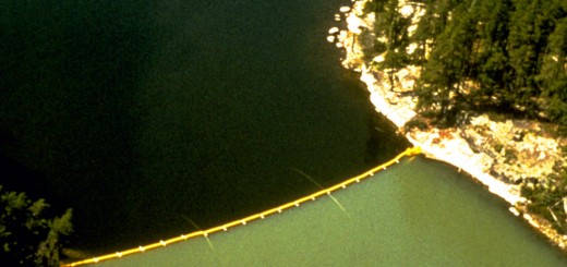 A curtain separates two halves of a lake in the Experimental Lakes Area. (Credit: SAVE ELA)