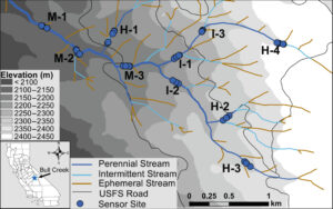 Map of study sites in Bull Creek