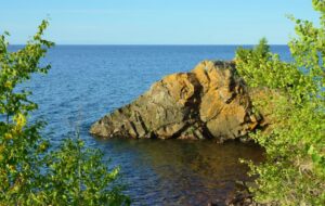 Rocks along the shore of Lake Superior near Copper Harbor, Michigan.