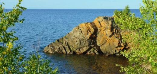 Rocks along the shore of Lake Superior near Copper Harbor, Michigan.