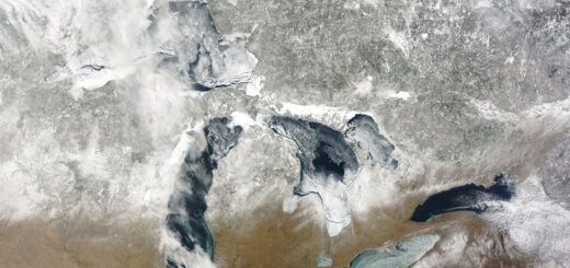 MODIS satellite image of the Great Lakes ice