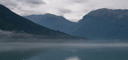 Foggy lake near Sogndal, Norway