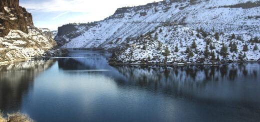 Lake Billy Chinook, Oregon in winter.