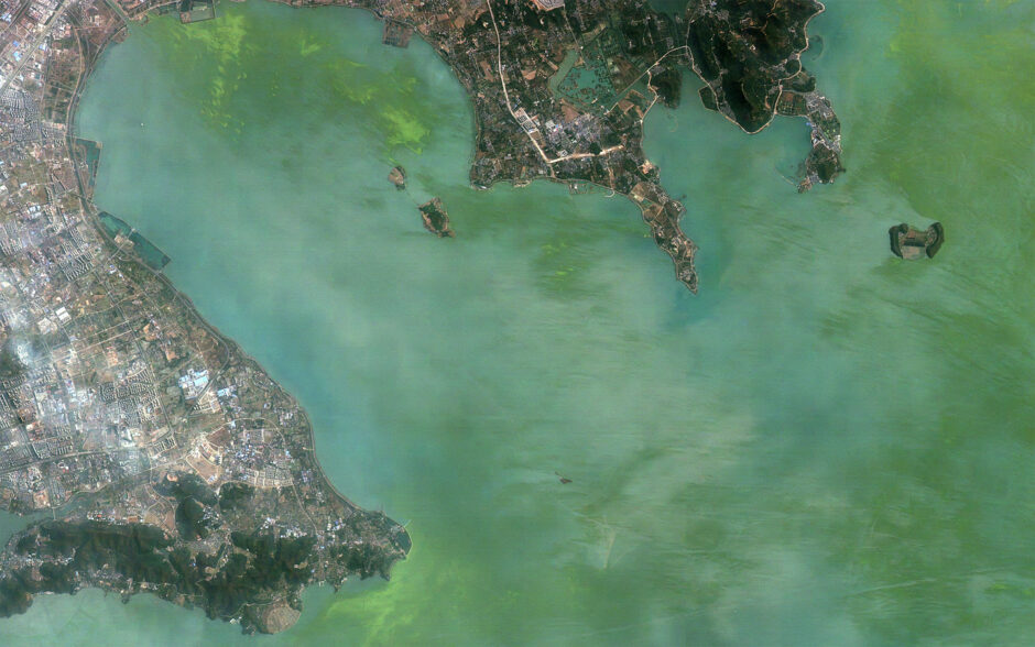 Part of Tai Lake (Taihu) in China, as viewed by Hodoyoshi-1 satellite.