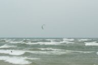 Wind surfing on Lake Michigan.