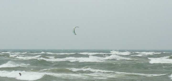 Wind surfing on Lake Michigan.
