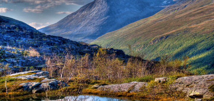A small mountain pond and fells surrounding Bárrás. August 2006. The region is dominated by arctic lakes and ponds much like this.