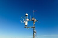 Eddy covariance sensors on top of tripod.