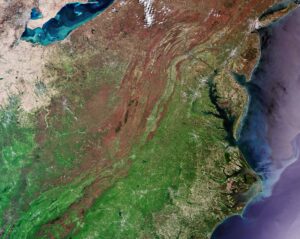 Copernicus Sentinel-3 satellite imagery of the Eastern U.S. which was used in the forecasting study.
