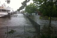 Storm surge from Hurricane Irene in Greenwich, Connecticut.