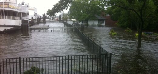 Storm surge from Hurricane Irene in Greenwich, Connecticut.